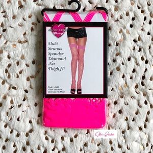 New Music Legs 💕Hot Pink💕 Multi Strands Spandex Diamond Net Thigh Highs